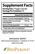 Load image into Gallery viewer, Context Turmeric Curcumin with BioPerine Supplement - 60 Count
